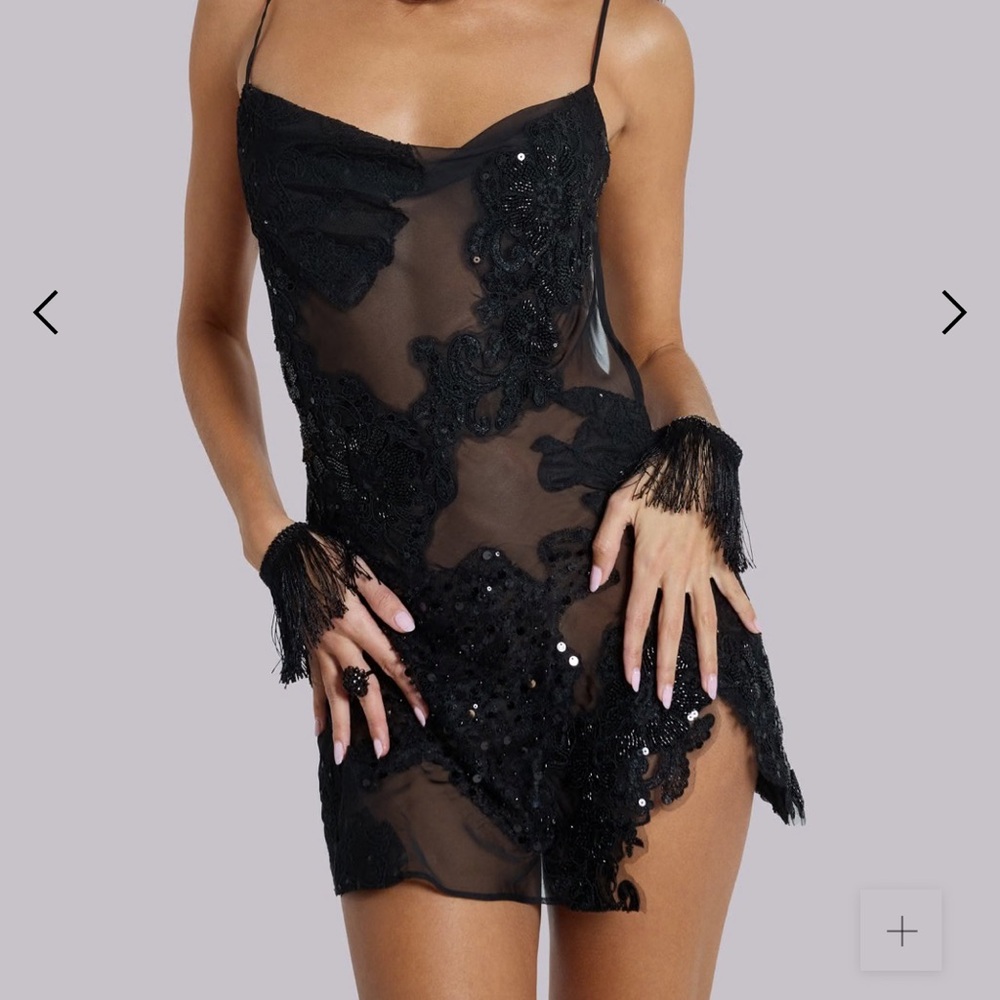 Jaded London Black Sheer Lace Chemise